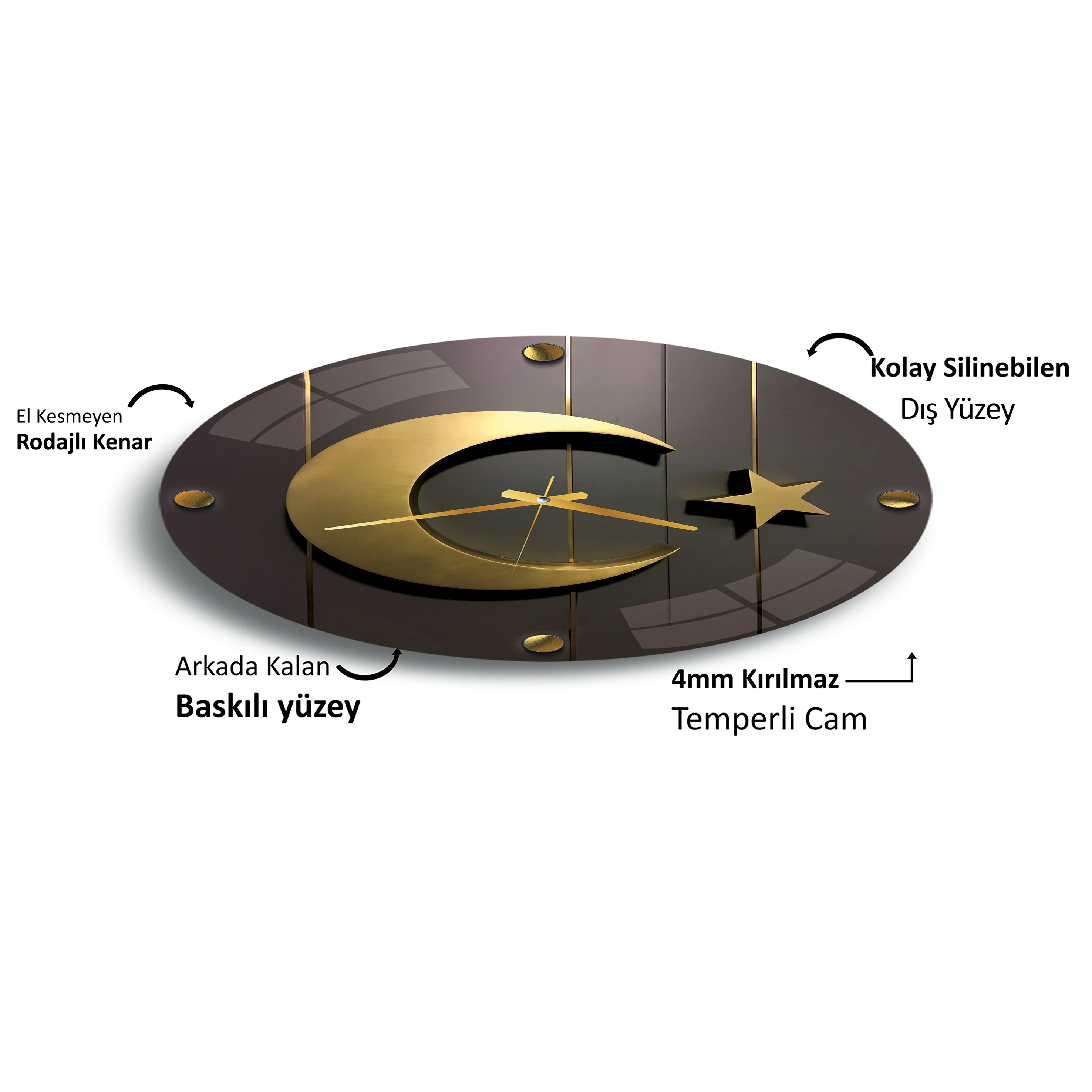 Gold%20Ay%20Yıldız%20Cam%20Saat%20-%2040%20cm