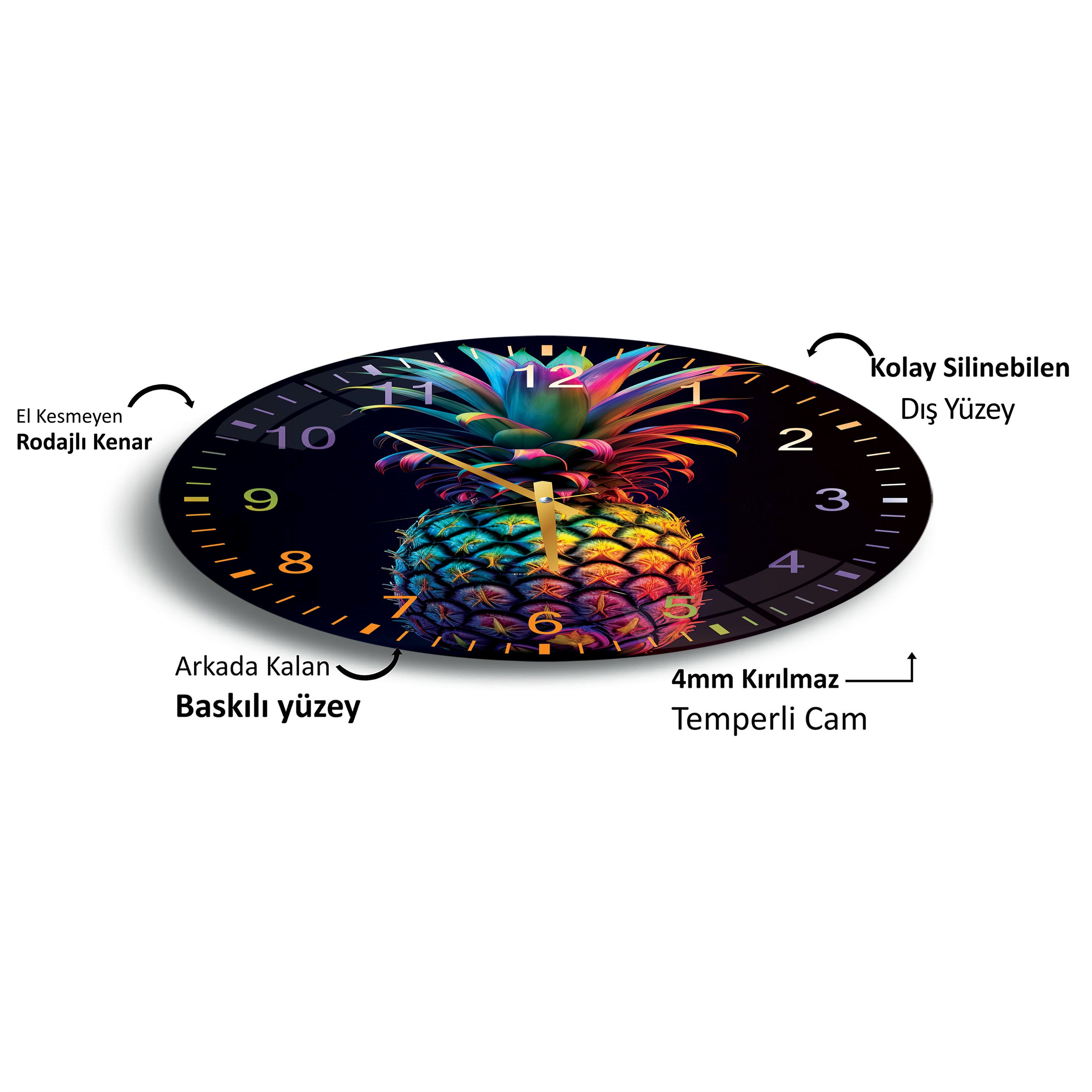 Renkli%20Ananas%20Cam%20Saat%20-%2040%20cm