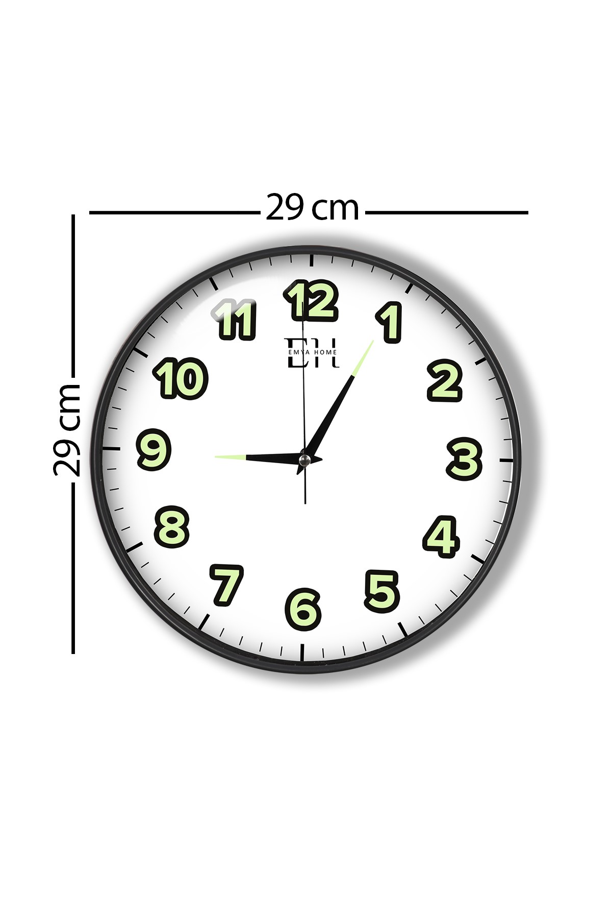 Fosforlu%20Duvar%20Saati%20Antrasit%20-%2029%20cm