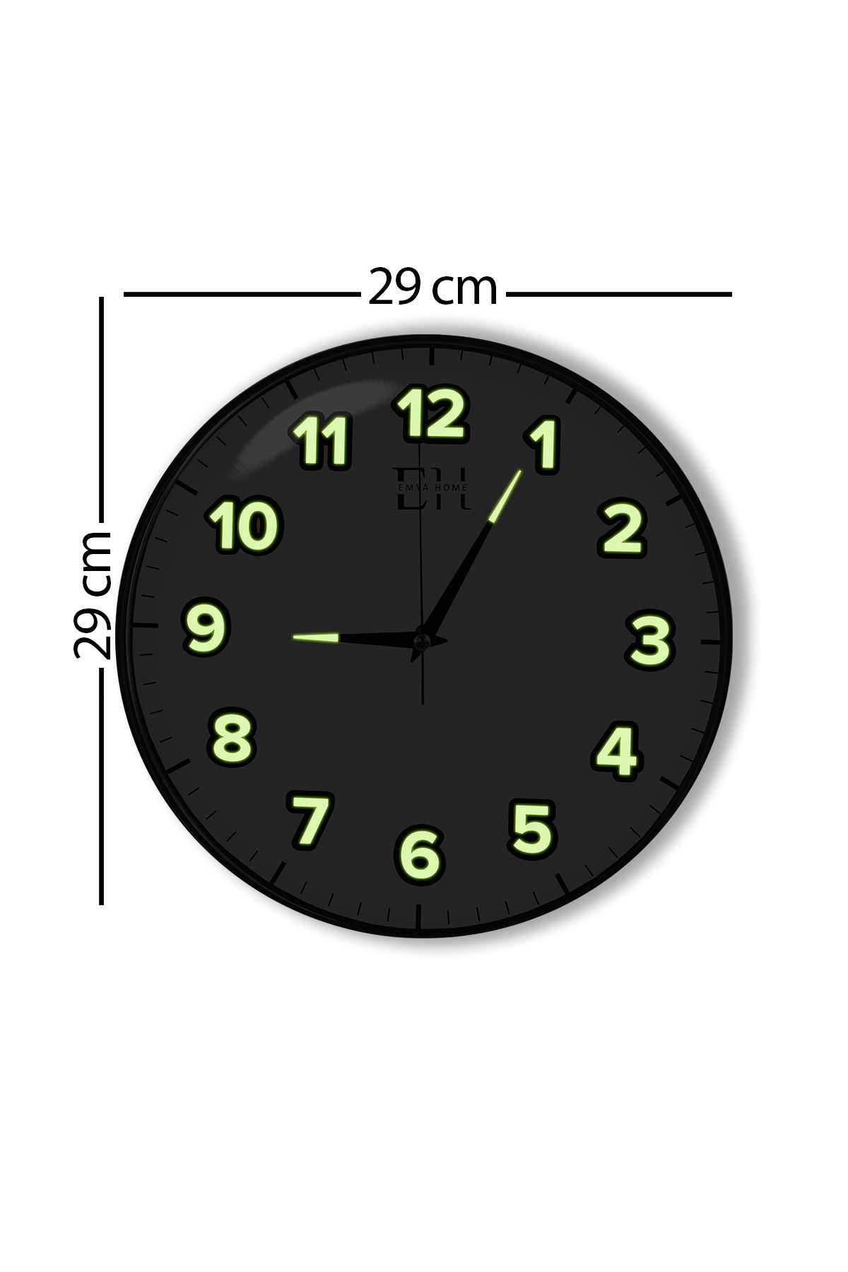 Fosforlu%20Duvar%20Saati%20Siyah%20-%2029%20cm