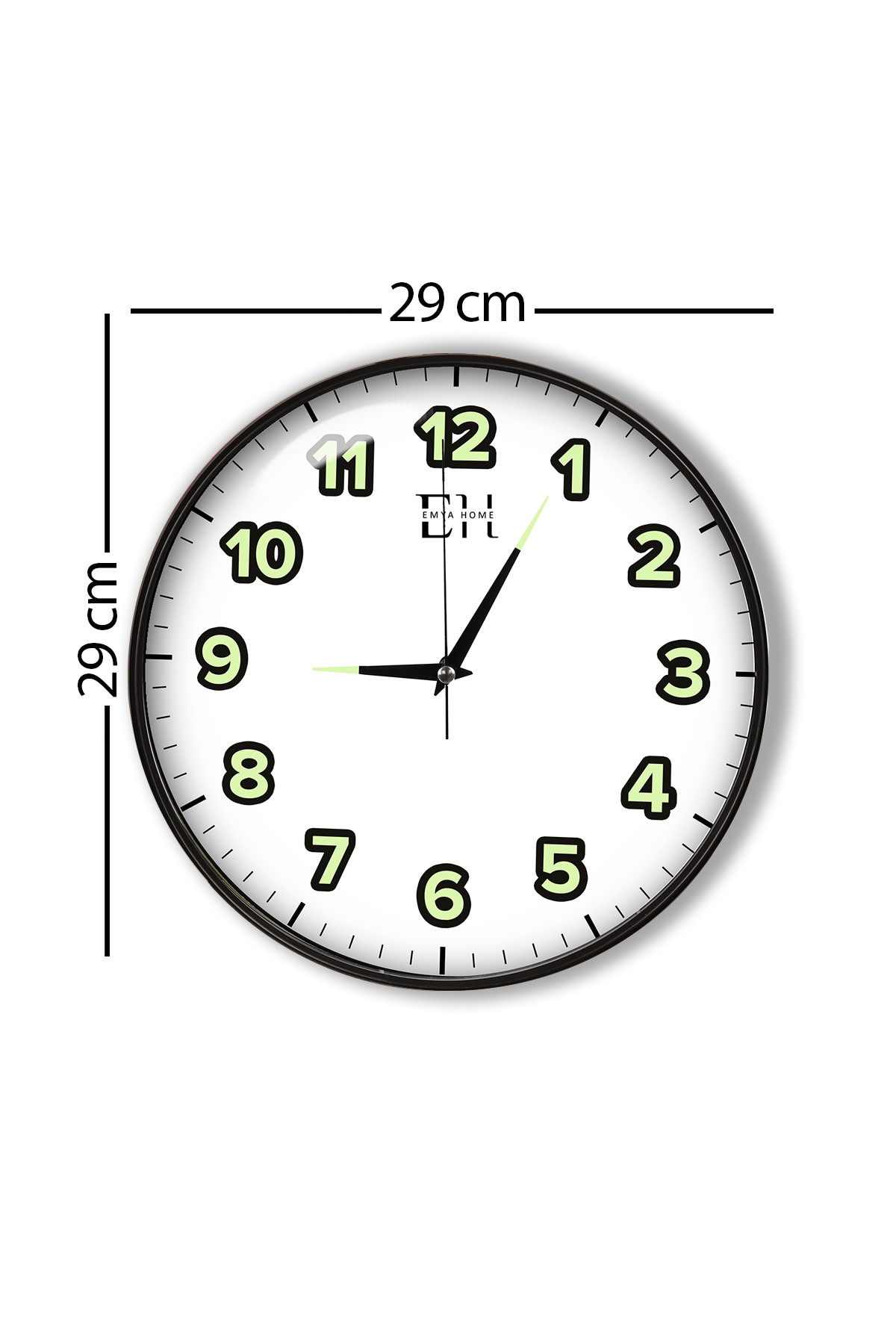 Fosforlu%20Duvar%20Saati%20Siyah%20-%2029%20cm