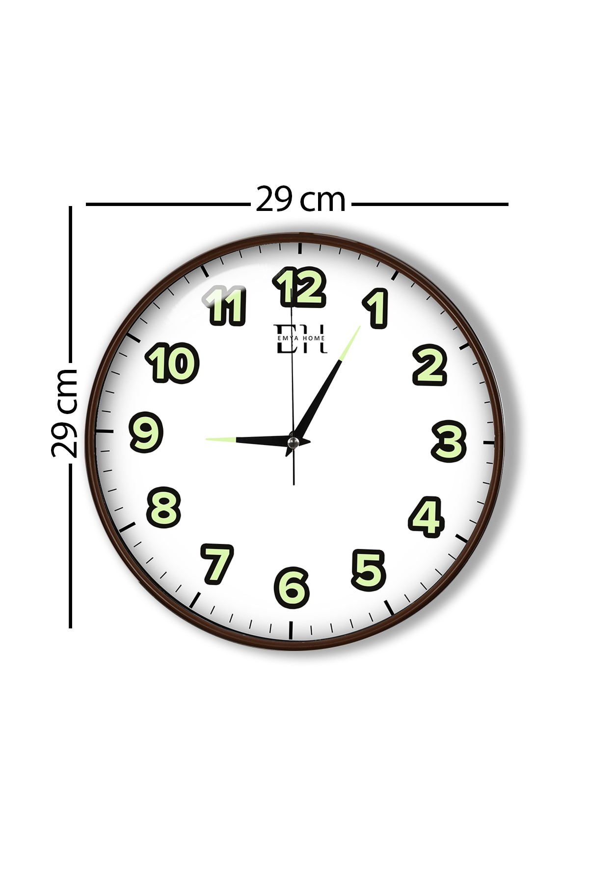 Fosforlu%20Duvar%20Saati%20Kahverengi%20-%2029%20cm