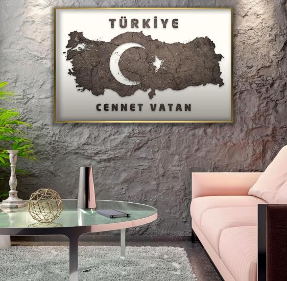 Metal Çerçeveli Cennet Vatan Cam Tablo