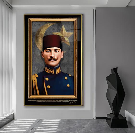 Metal Çerçeveli Atatürk Cam Tablo